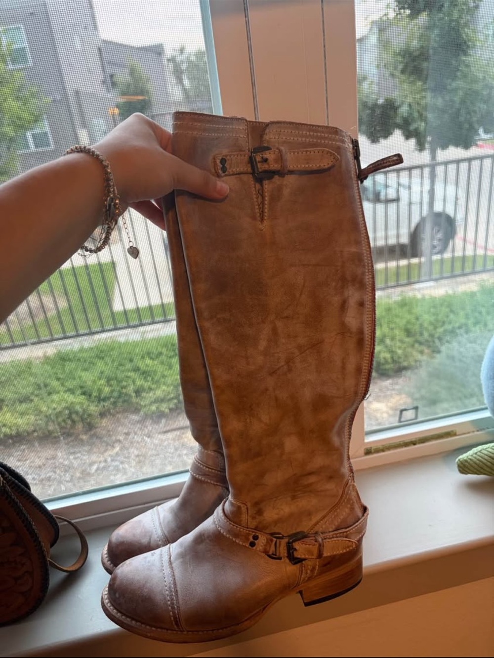 Women's Tall Leather Riding Boots - Tan